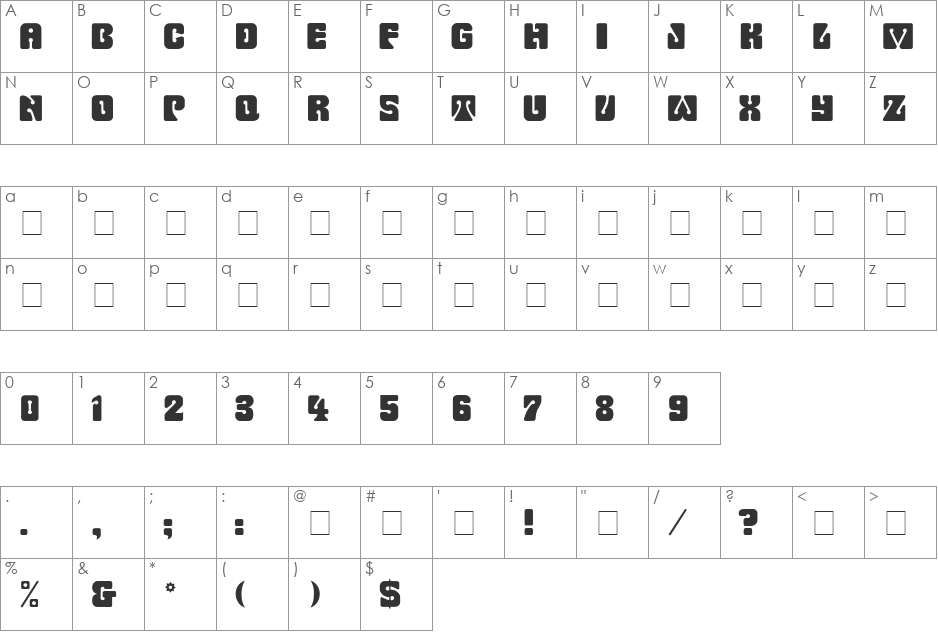 RomulanFake font character map preview