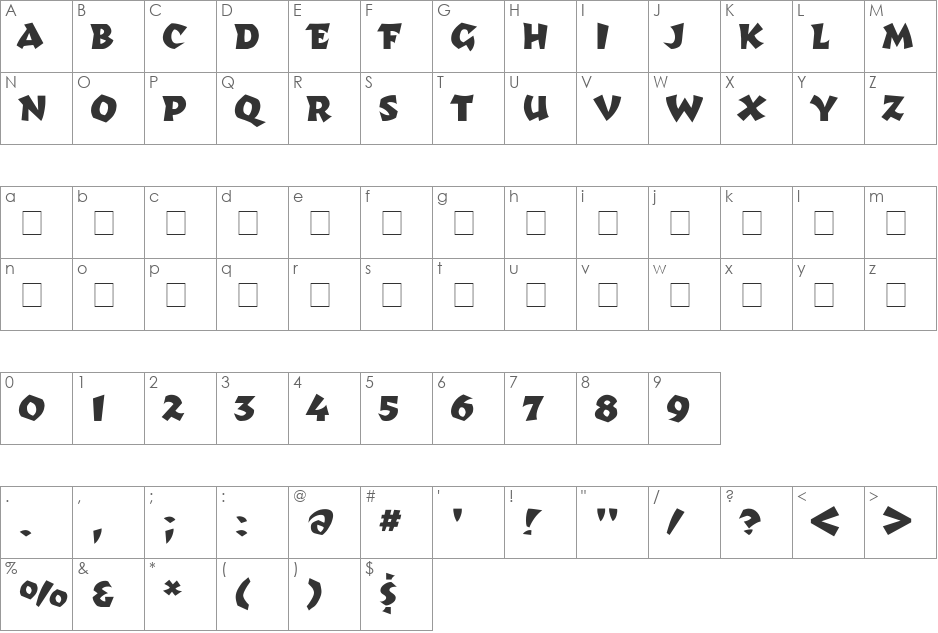 RomulanHawk font character map preview