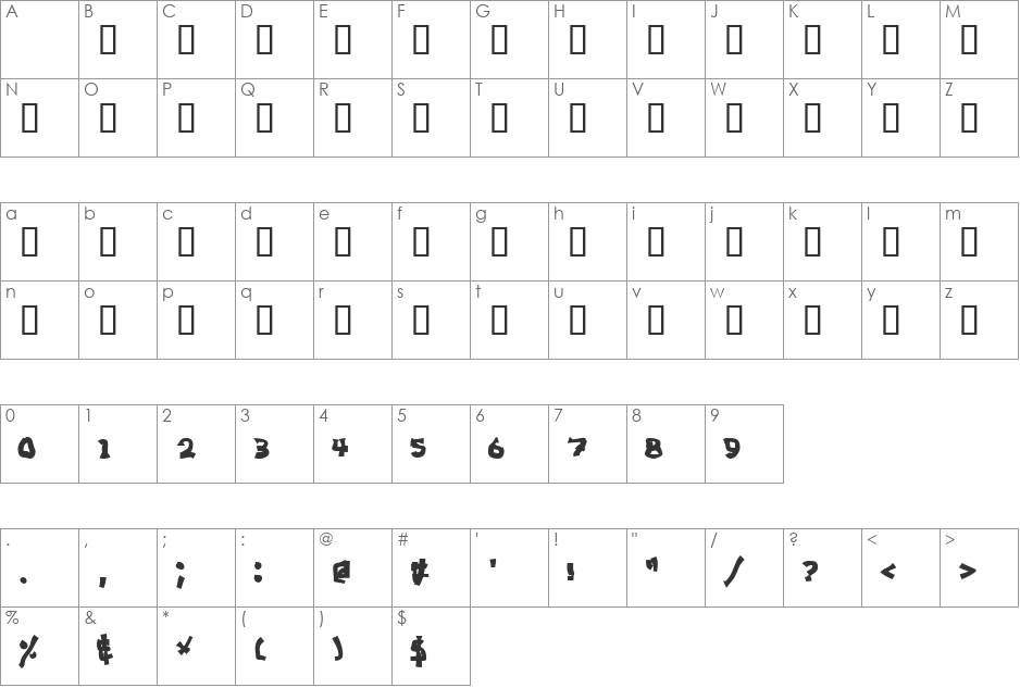 Ron Black font character map preview