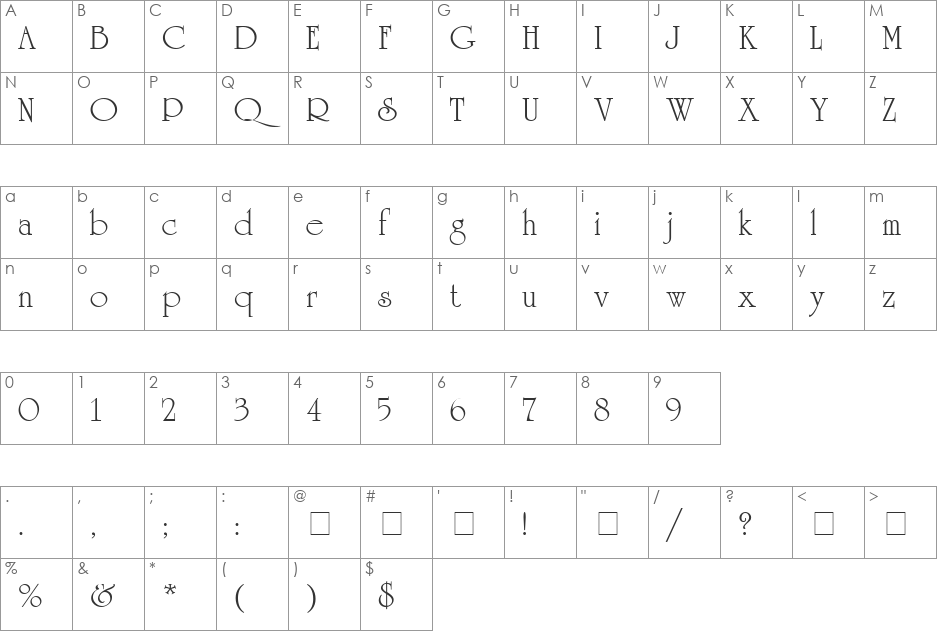 BaltUniversity font character map preview