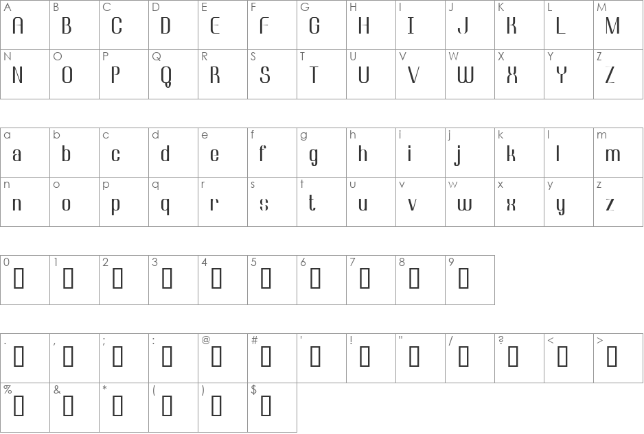 Rondelle font character map preview