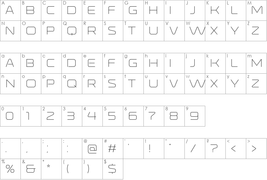Ronduit Capitals font character map preview