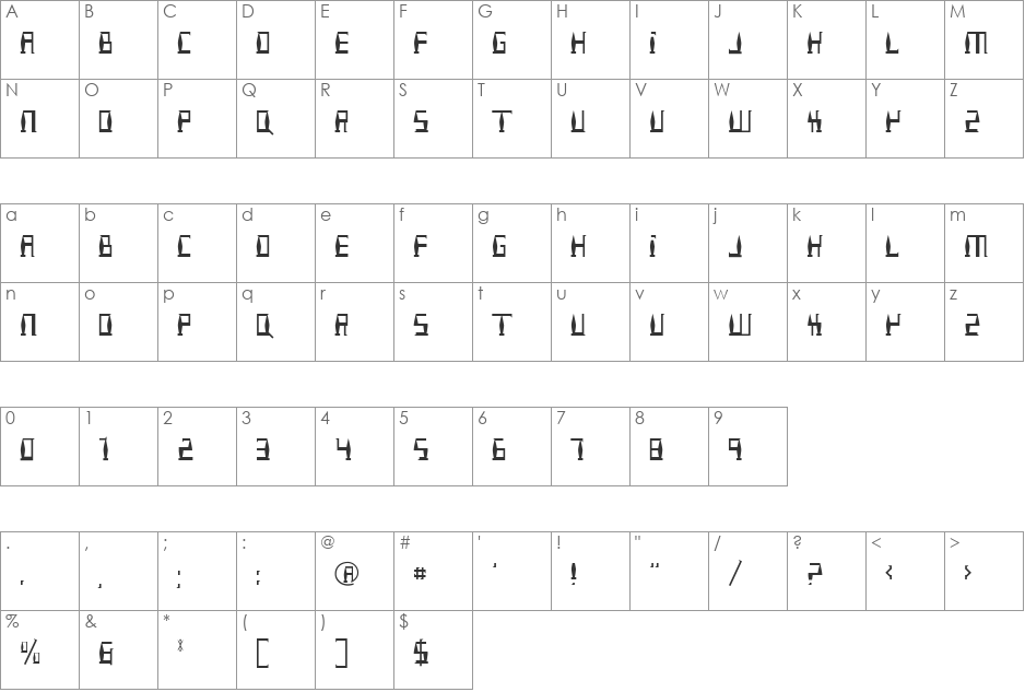 Baluster font character map preview