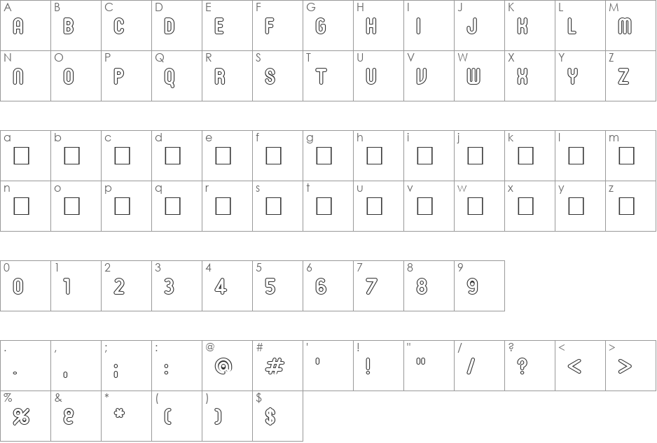 RonInset6 font character map preview