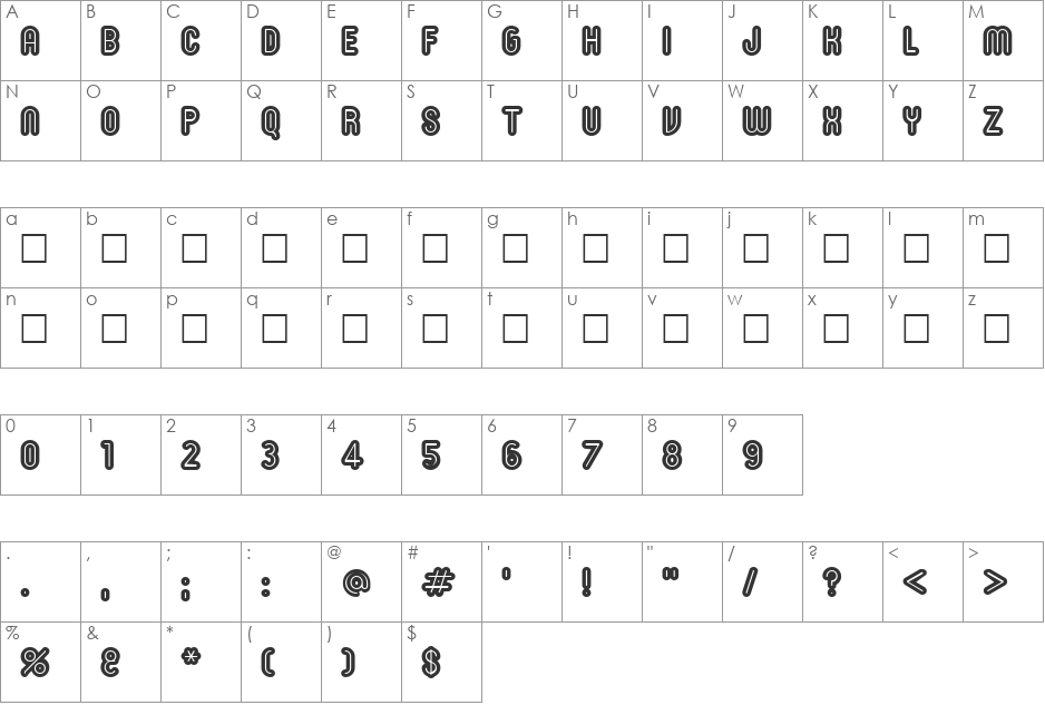 RonInset9 font character map preview