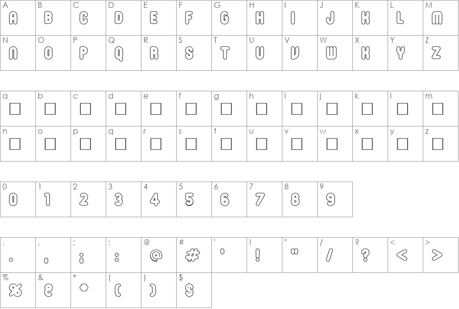 RonInsetC font character map preview