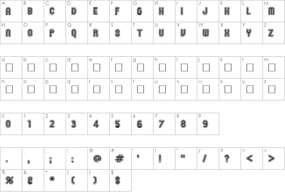 RonInsetE font character map preview