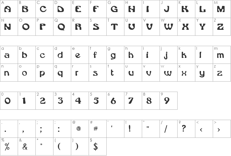 RONNIE font character map preview