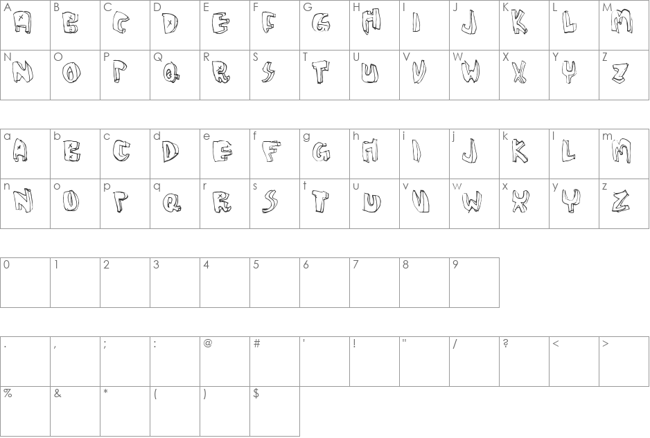 Ronny font character map preview