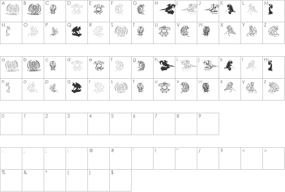 RoofSpotters font character map preview