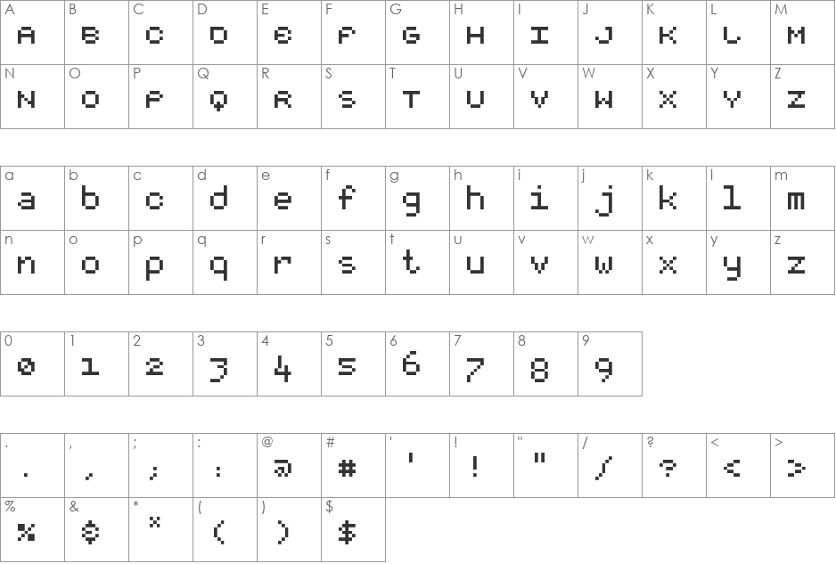 RootSquare font character map preview