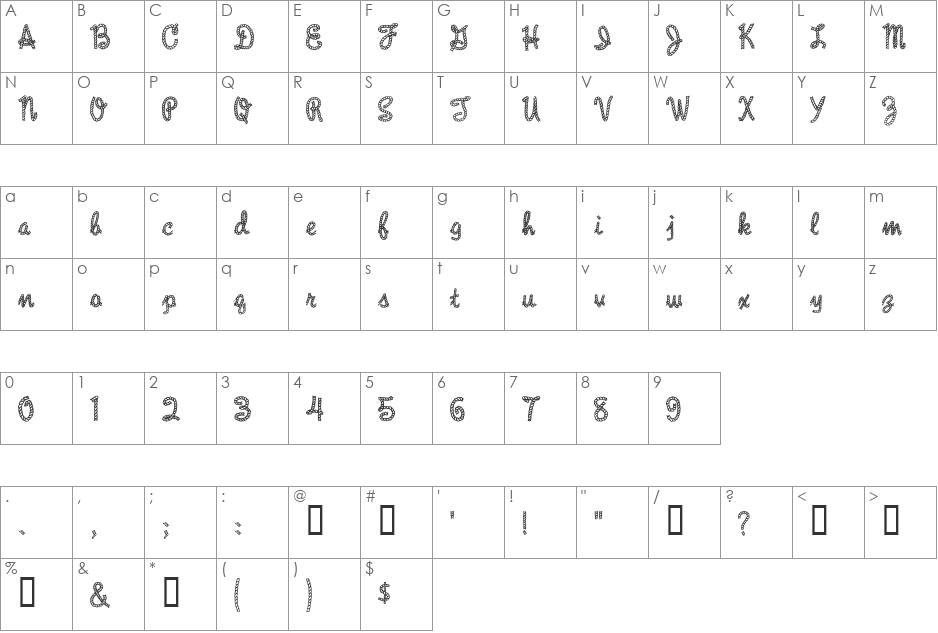 Rope MF font character map preview