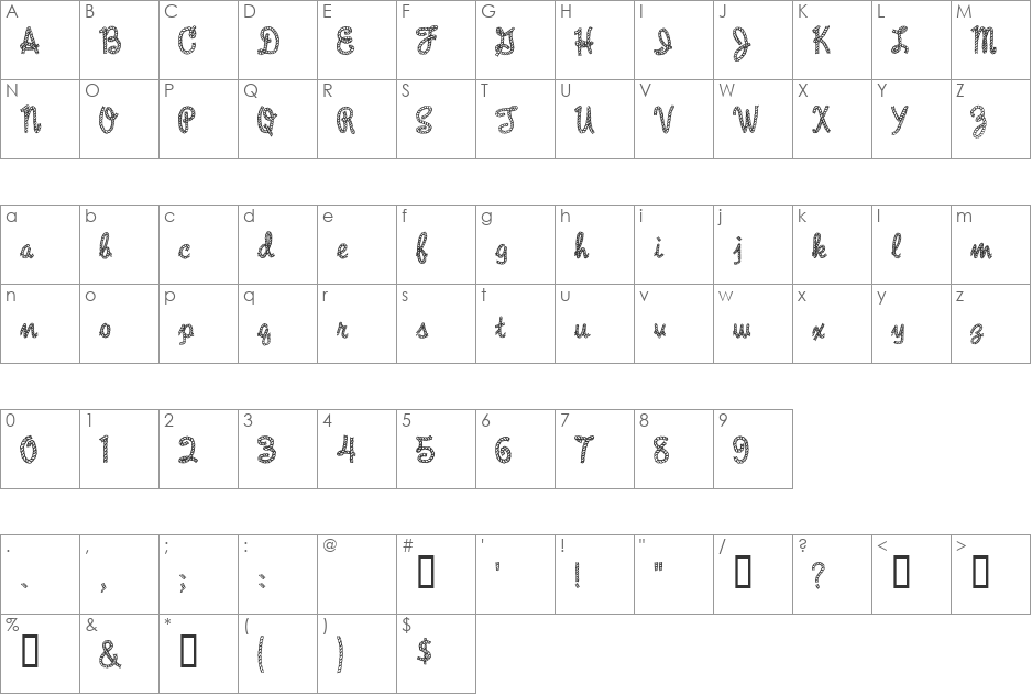 Rope MF font character map preview