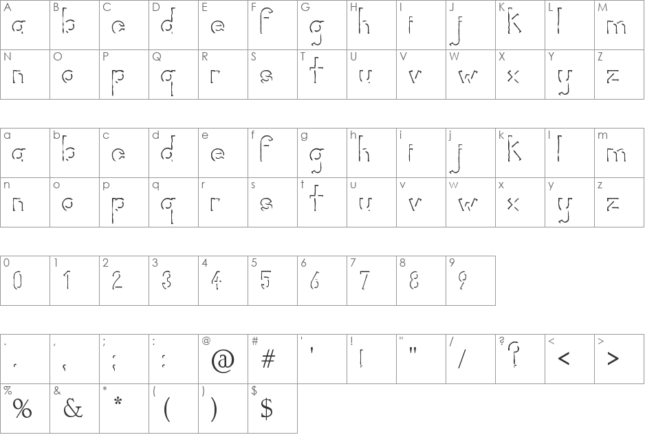 Rorific font character map preview
