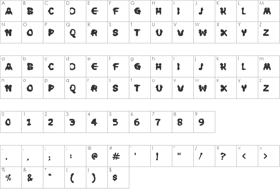 Rorschach  font character map preview