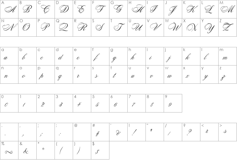 Rosamunda Two font character map preview