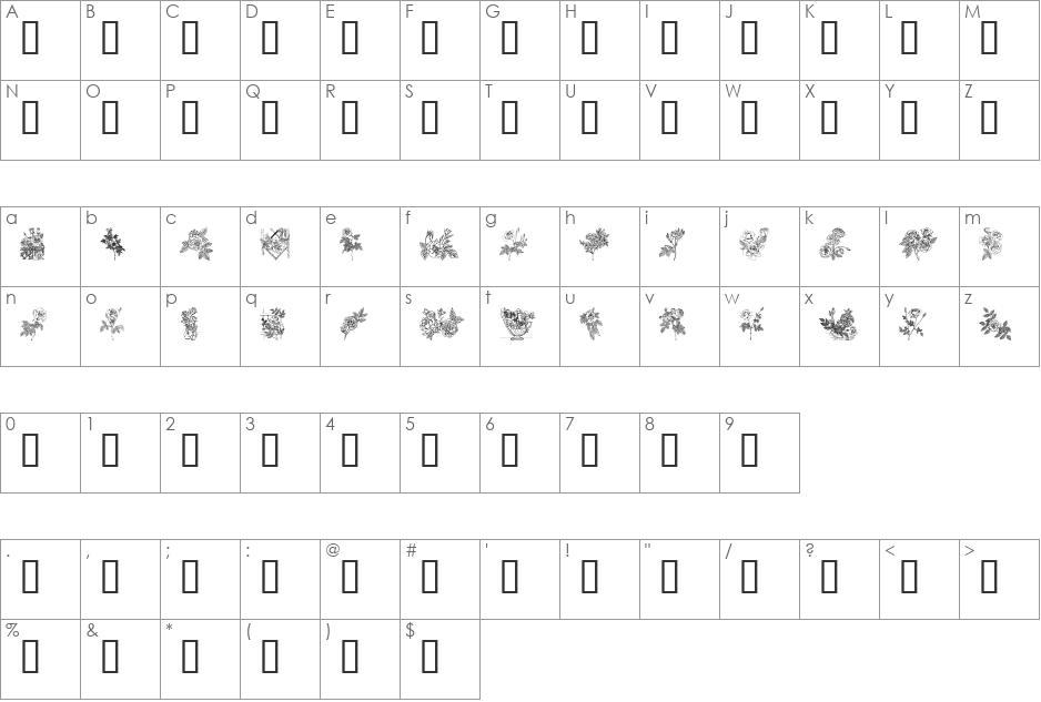 rose font character map preview