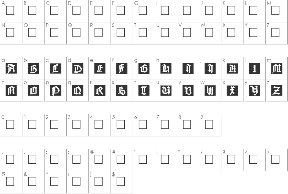 Bamberg font character map preview