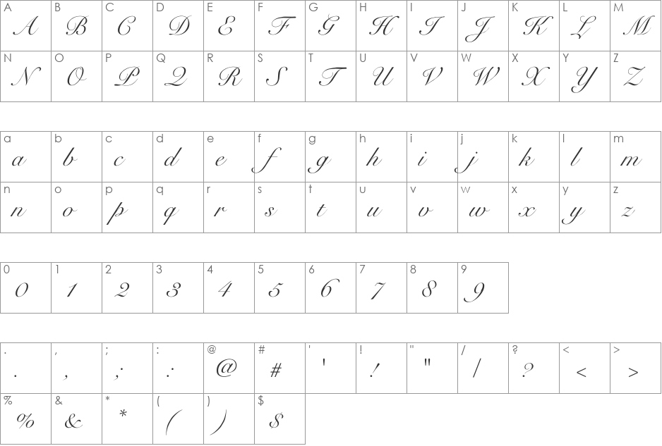Rose Round Light font character map preview