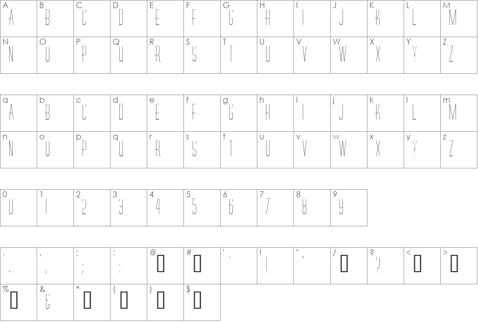 RoselleCapsSSK font character map preview