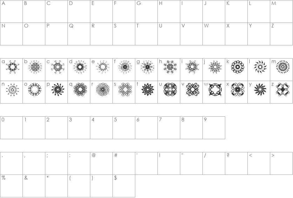 Rosette110621 font character map preview