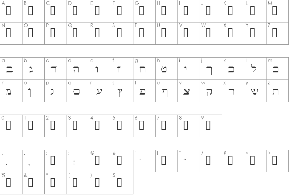 Roshem font character map preview