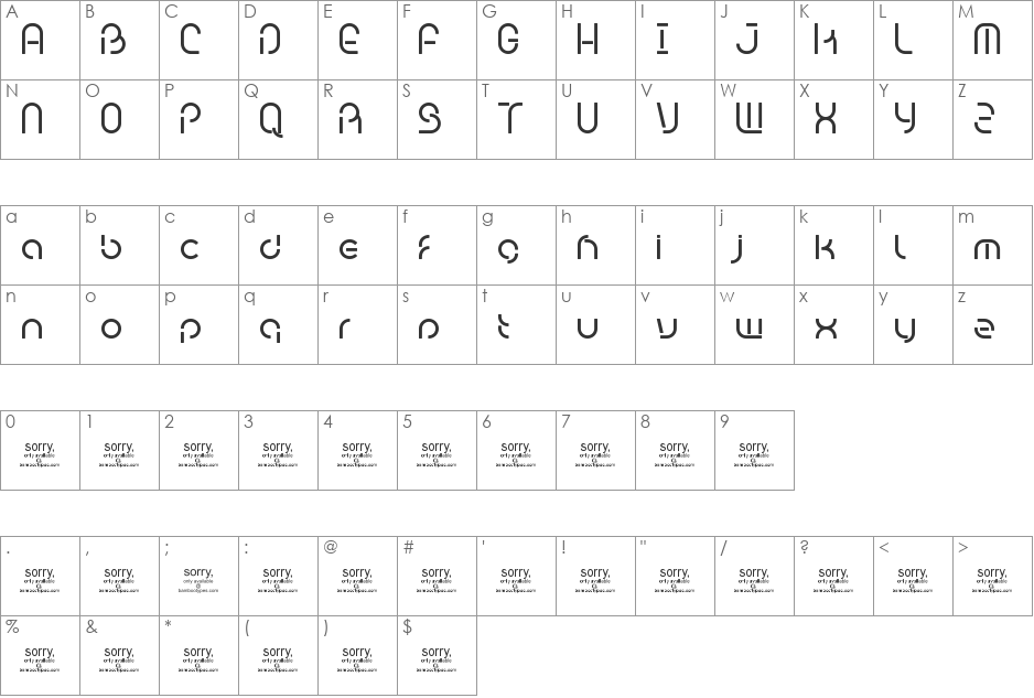 Bambhout_trial font character map preview