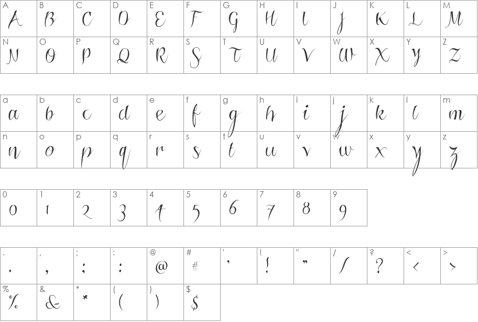 Roskrift Clean font character map preview