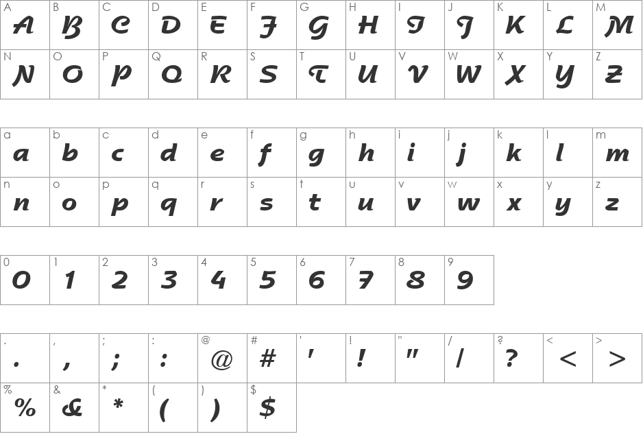 RossonSSK font character map preview