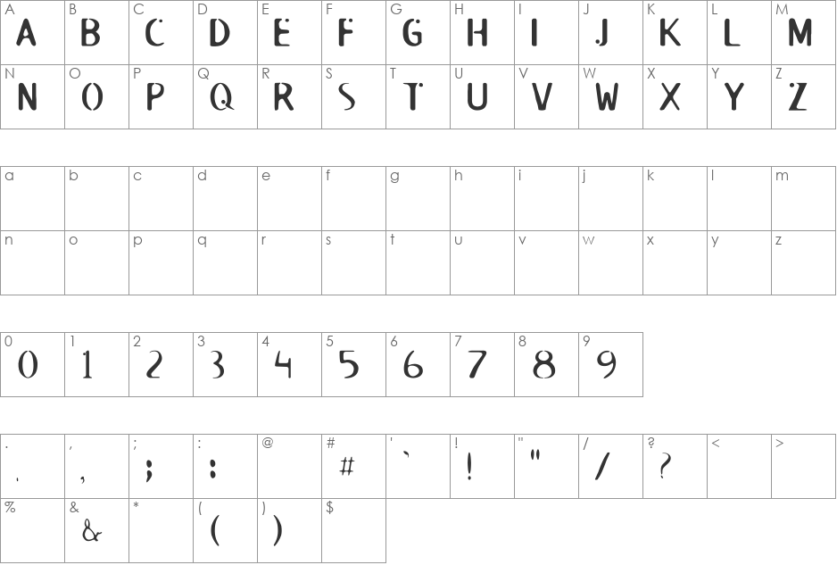 ROSWELL font character map preview