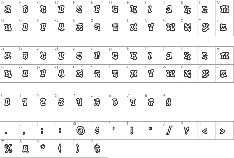 RoteFlora font character map preview
