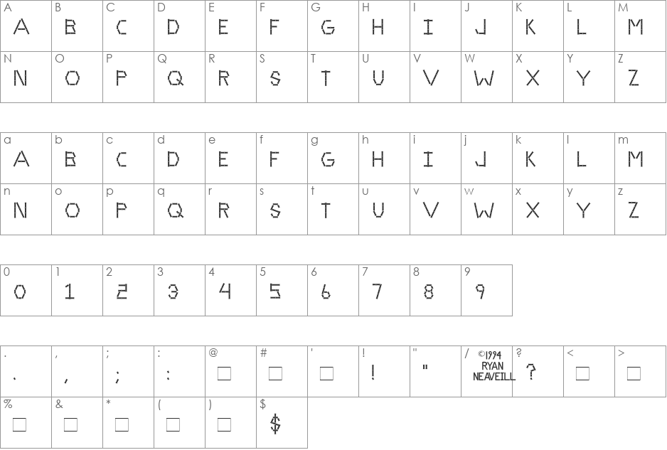 Bamboo font character map preview