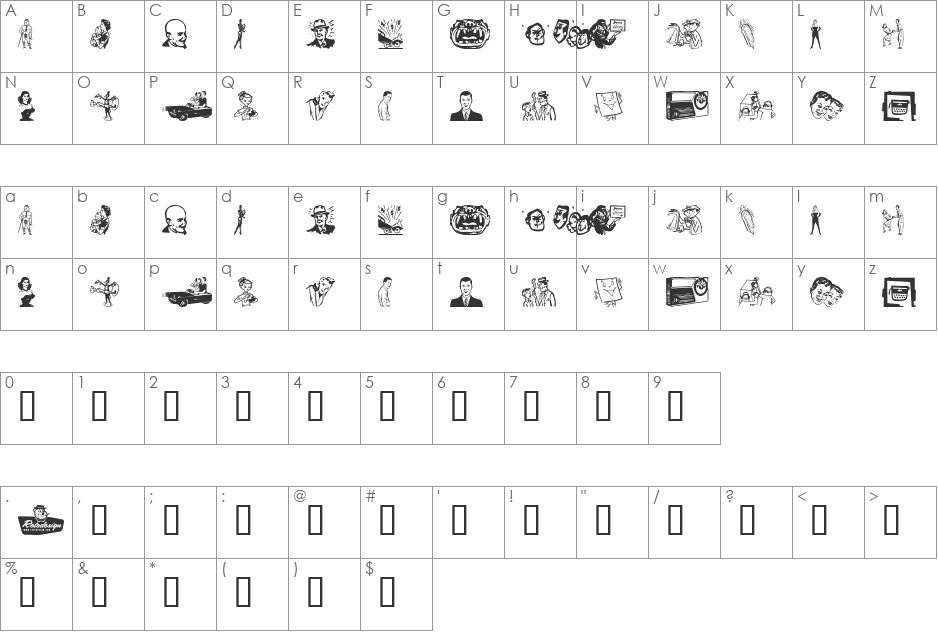 Rotodesign font character map preview