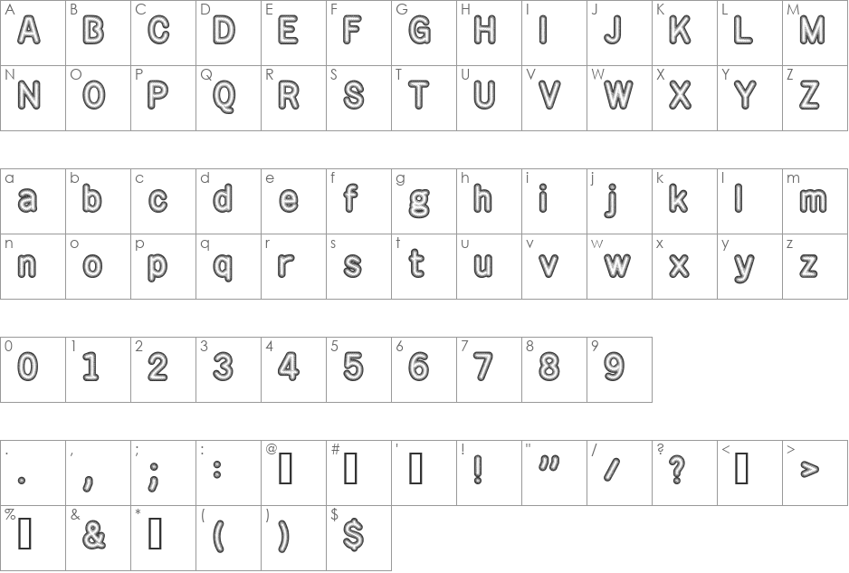 Rotondo font character map preview
