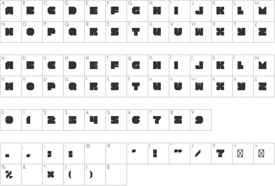 ROTORblock font character map preview