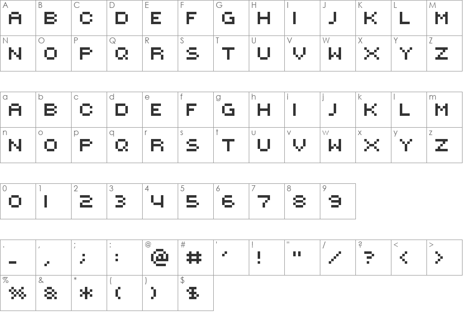 ROTORcap Extended font character map preview