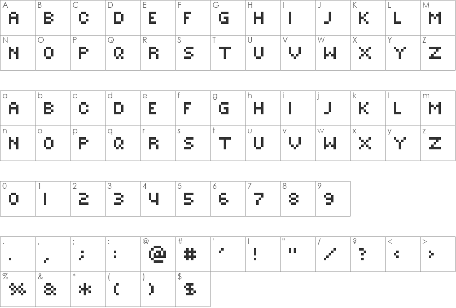 ROTORcap Symbols font character map preview