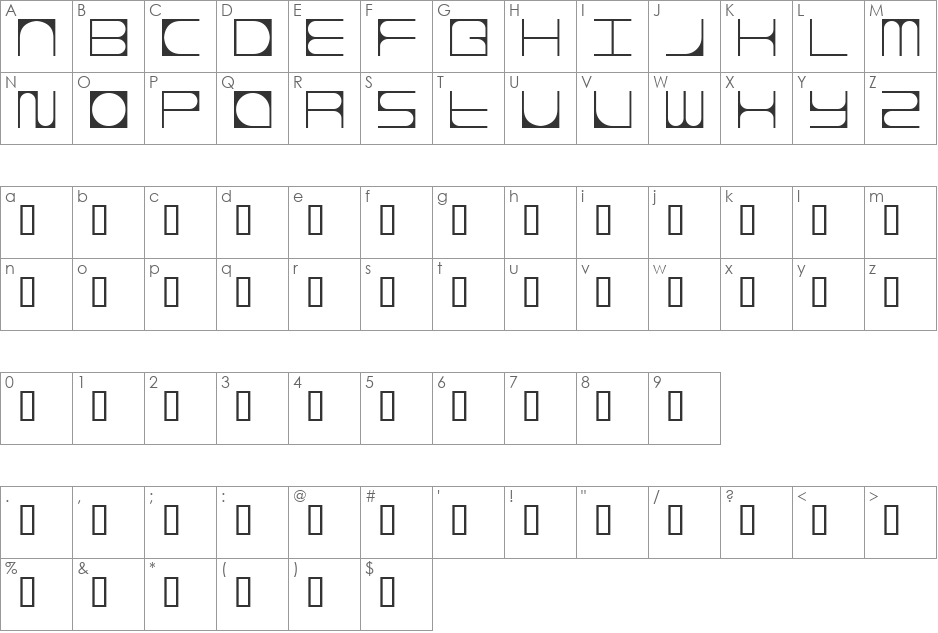ROTRING font character map preview