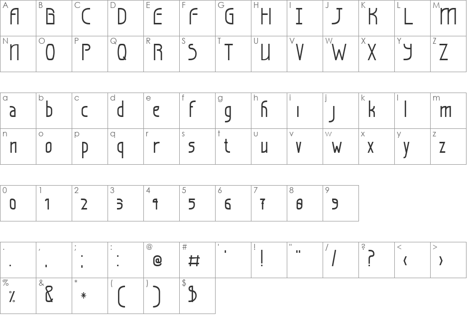 Rotterdam font character map preview