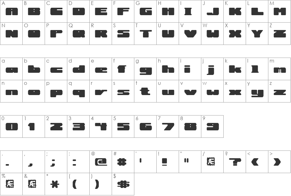 Rotund Outline BRK font character map preview