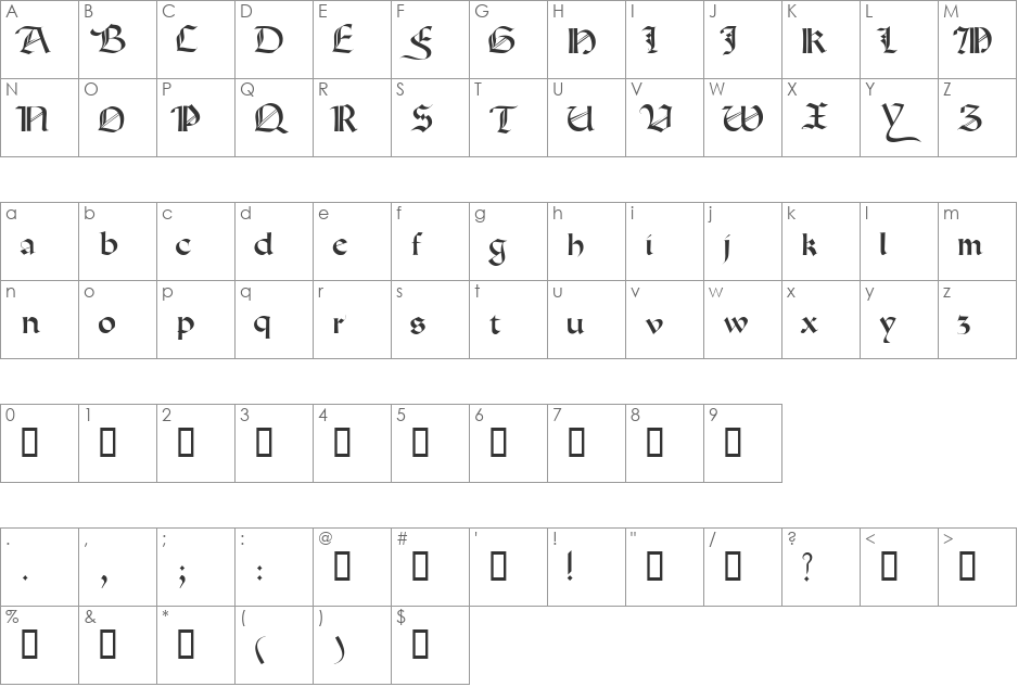 Rotunda font character map preview