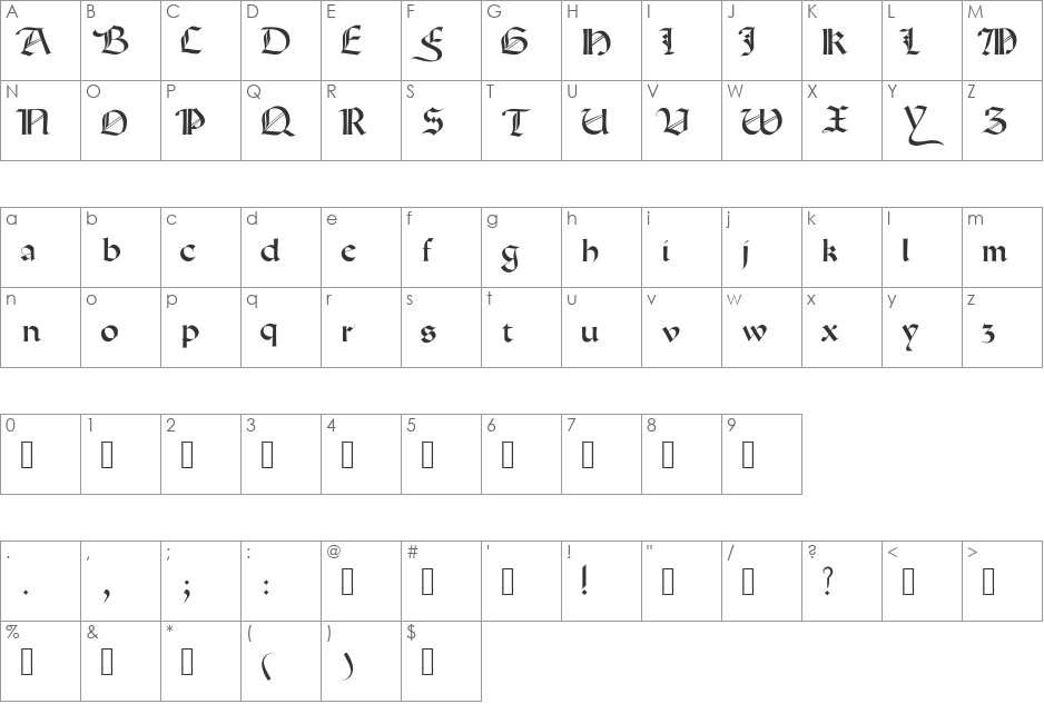 Rotunda font character map preview