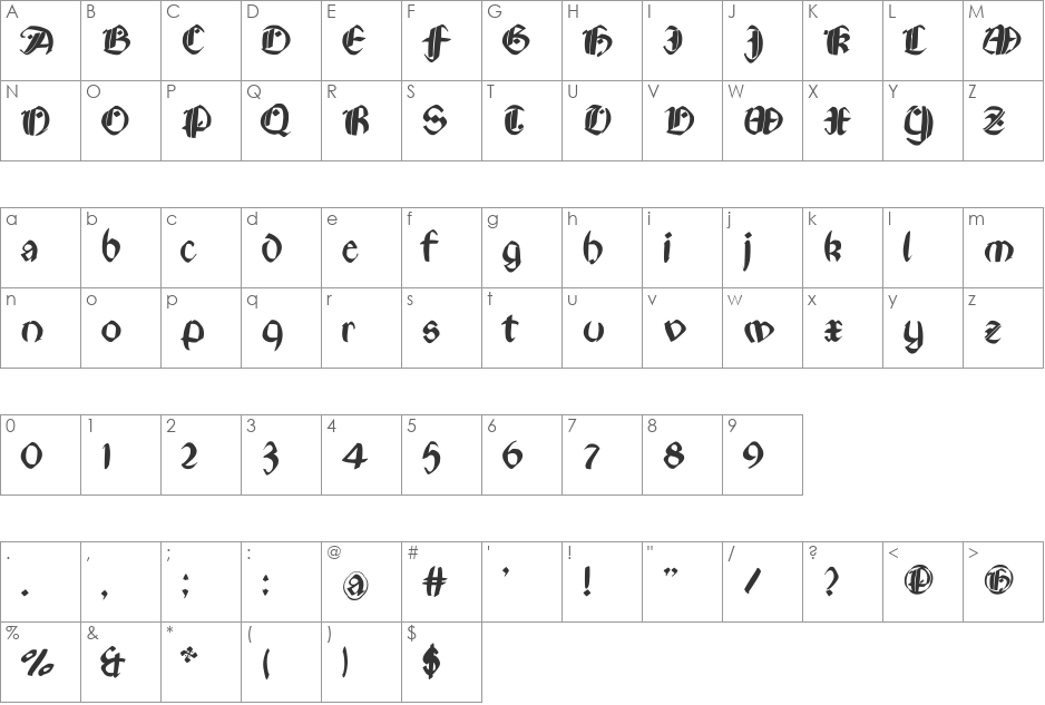 RotundaEspagna font character map preview