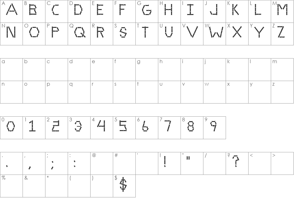 Bamboo Caps font character map preview
