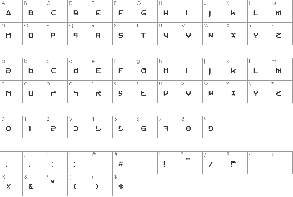 Roudeco2015c font character map preview