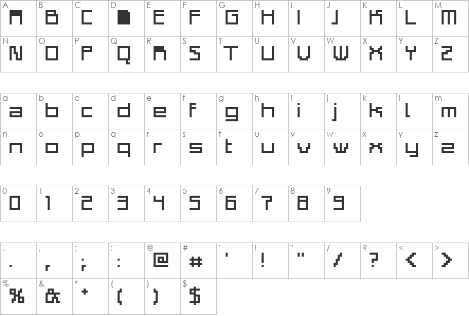 Adelphi Plain font character map preview