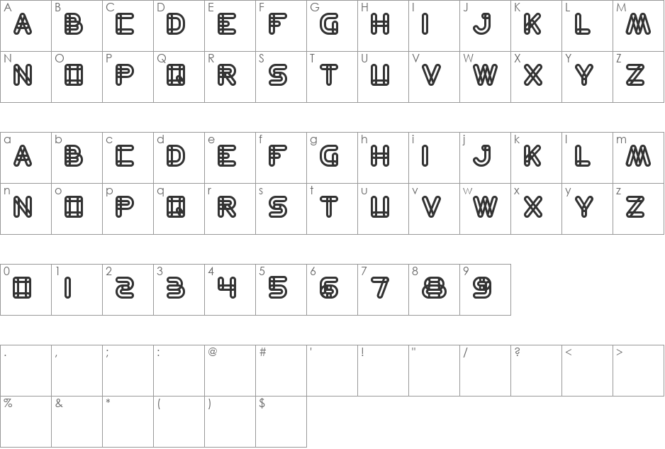 Bamboo shoot font character map preview