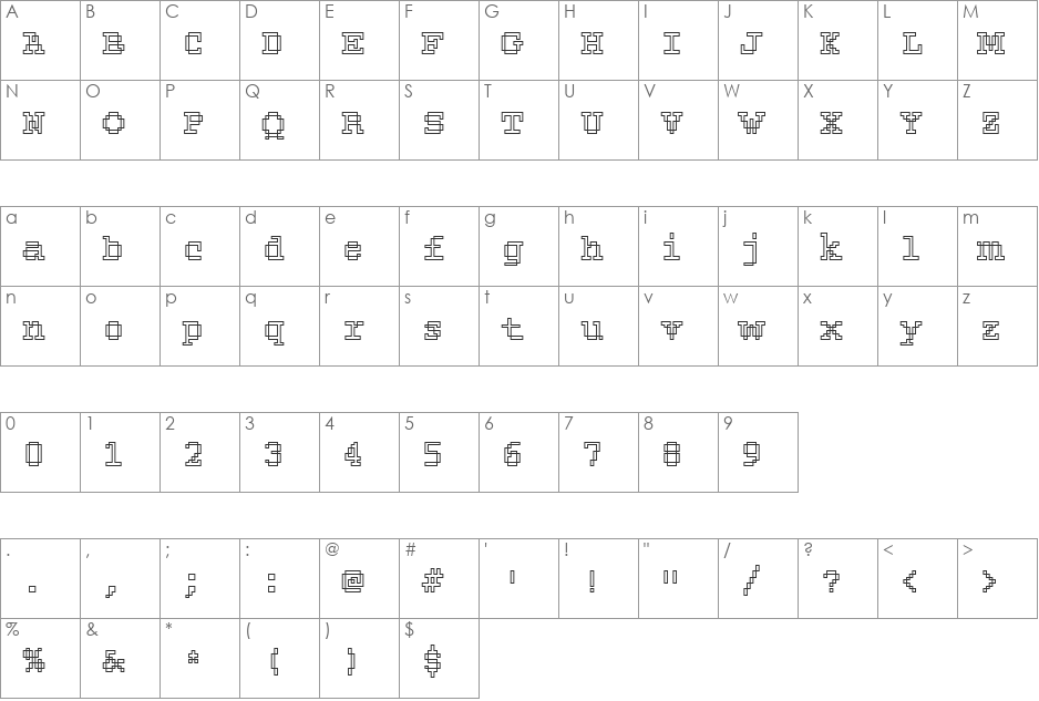 Rough23 Becker font character map preview