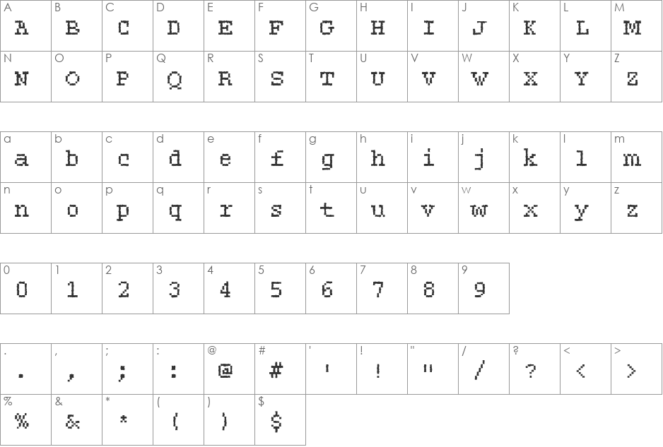 Rough27 Becker font character map preview