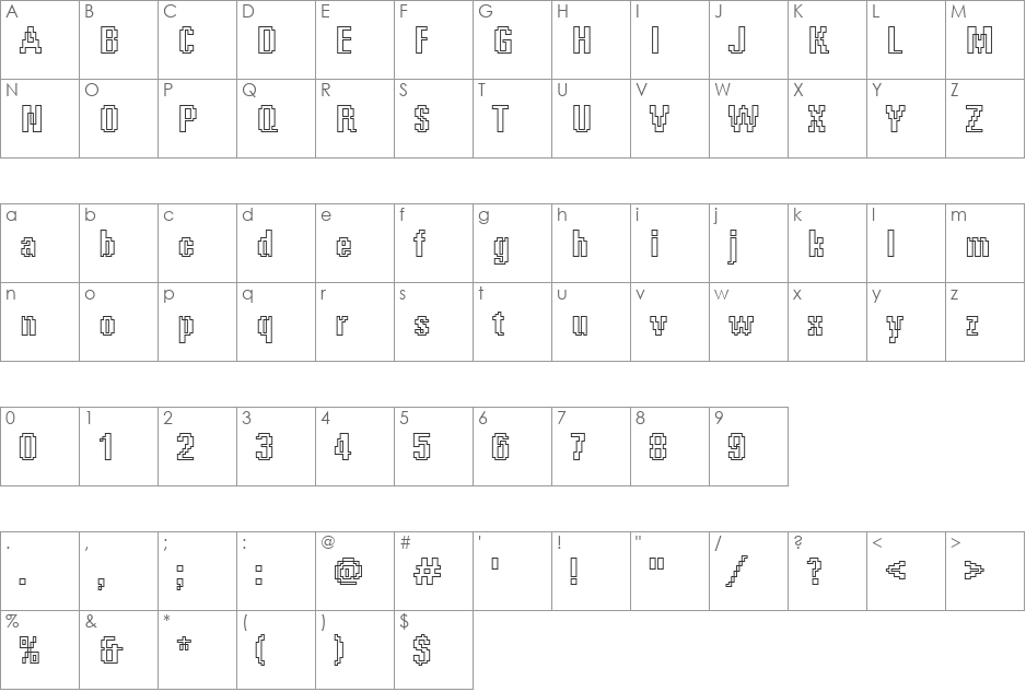 Rough63 Becker font character map preview